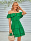 Women's Ruffled Shoulder Solid Dress