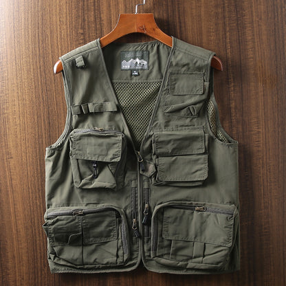 M-7XL Men's Outdoor Stand Collar Multi Pocket Vest