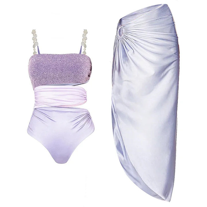 Women's Beach Resort Swimsuit and Wrap Dress Set