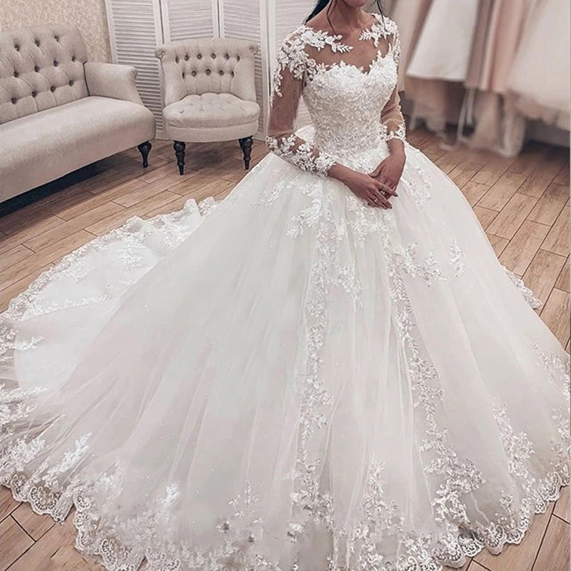 Bridal Wedding Dress Simple Trailing Soft Lace Wedding Dress