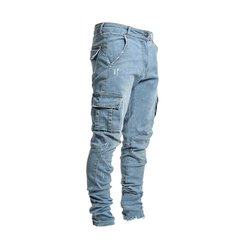 Men's Side Pocket Slim Jeans Hip Hop Style Jeans