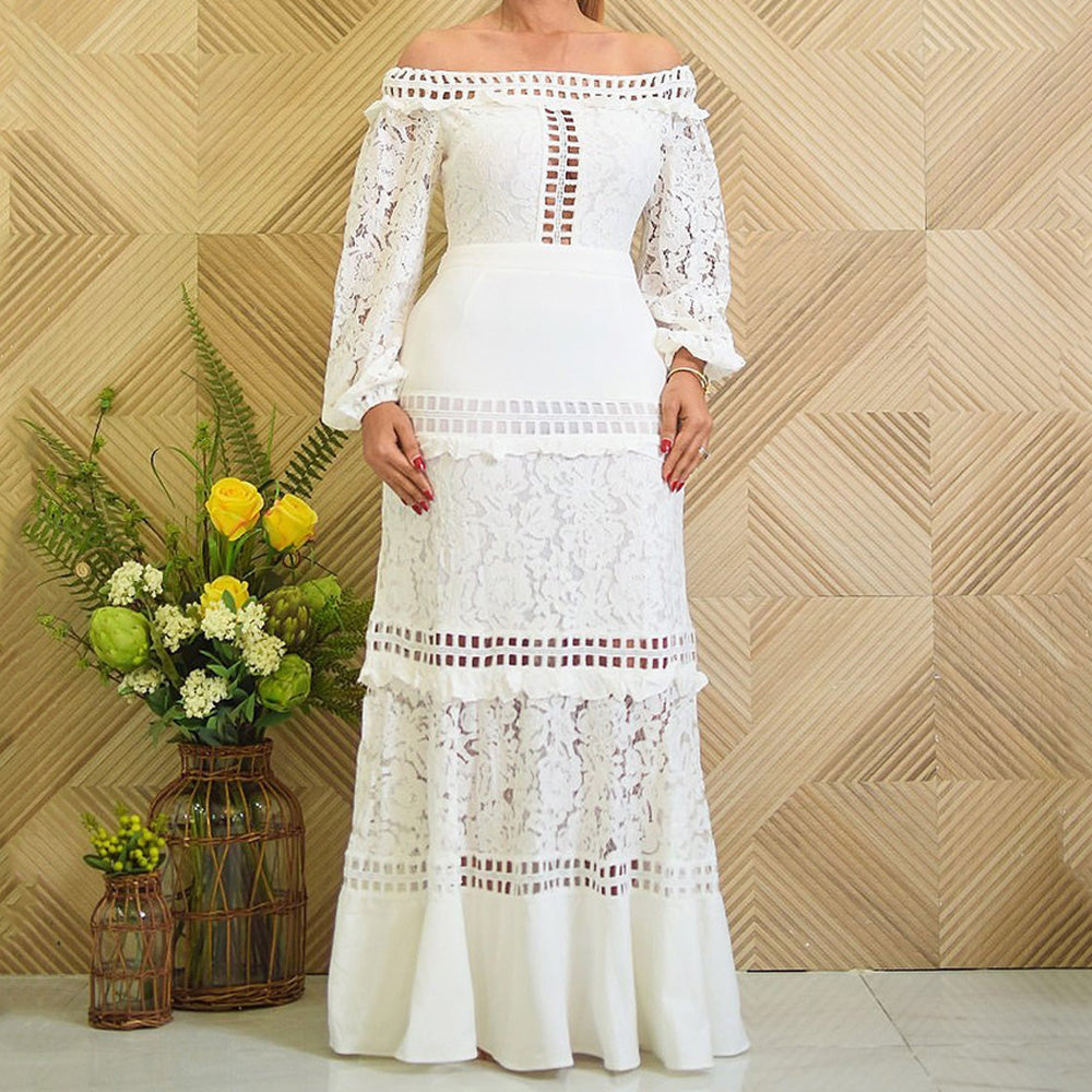 Women's Large Size Lace Wedding Dress Evening Dress
