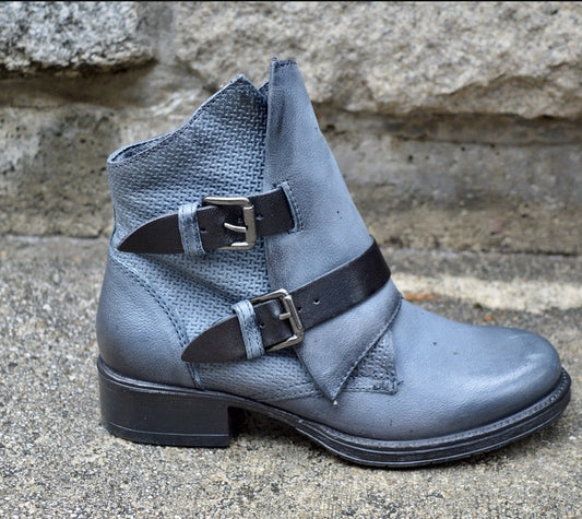 Low Heel Round Toe Belt Buckle Women's Low Boots