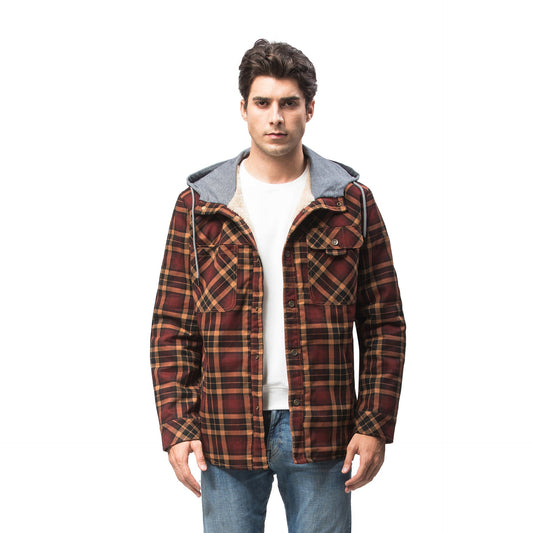 Men's Sherpa Lined Jacket Plaid Flannel Shirt Jacket