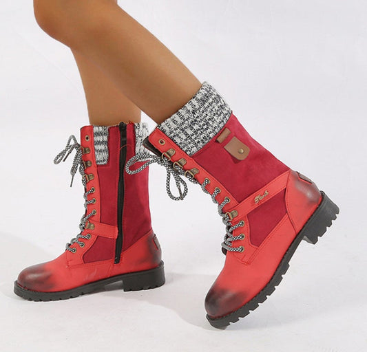 Woman Lace Up Platform Boots