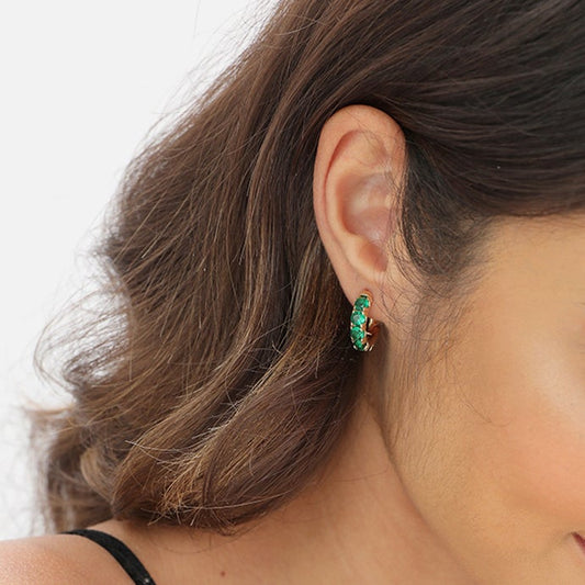Green Glaze Inlaid Earrings