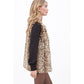 Woman Leopard Print Faux Fur Vest Jacket