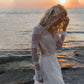 V-Neck Plunge Long Sleeve Lace Beach Wedding Dresses