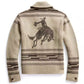 Men Retro Jacquard Lapel Cardigan Sweater