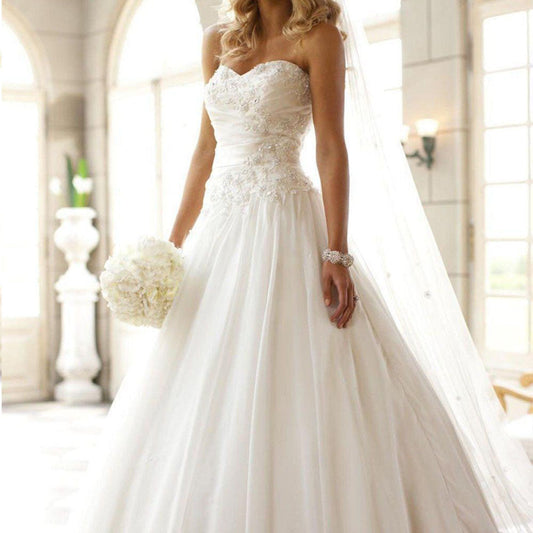 Sleeveless Tube Top Simple Outdoor Wedding Dresses