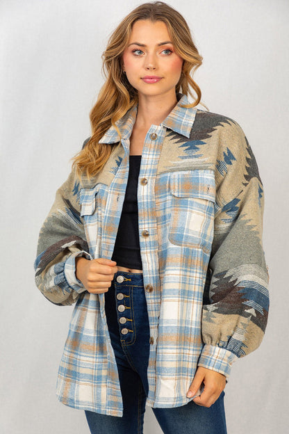 Women's Colorblock Lapel Pocket Jacket