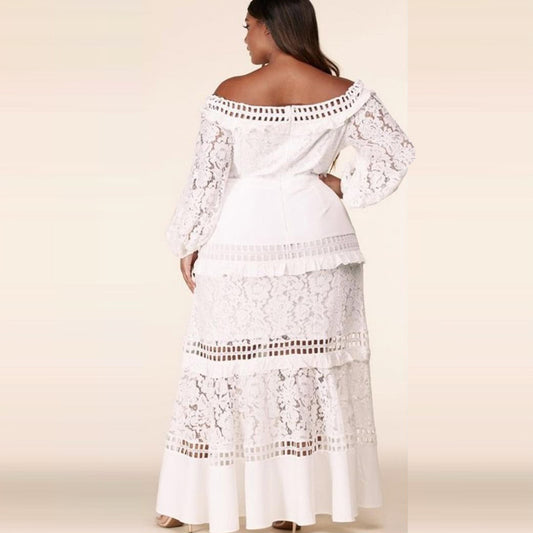 Women's Large Size Lace Wedding Dress Evening Dress