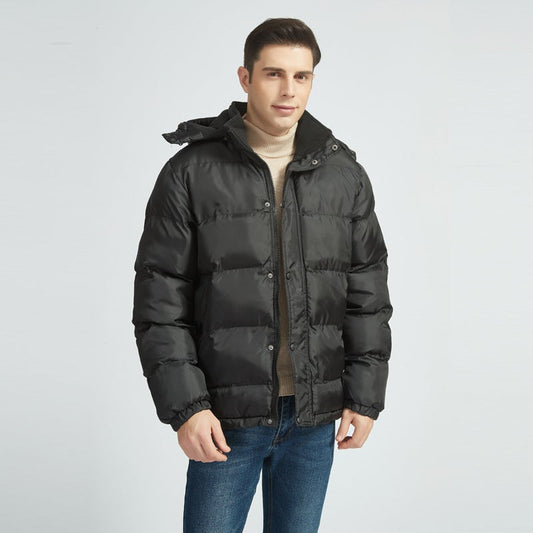 Enlarged Style Fleece Hooded Detachable Down Jacket For Men