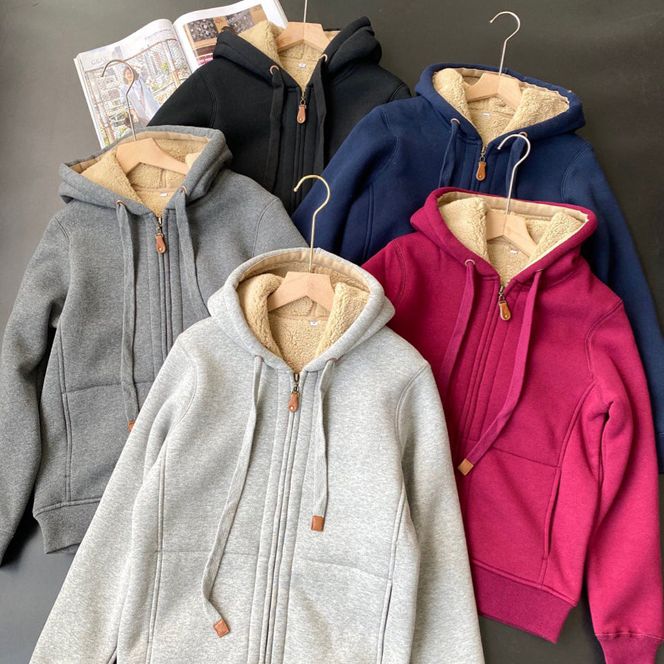 Hudson – Sherpa-Lined Denim Hoodie Jacket