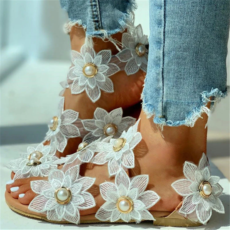 Sun Flower Pearl Women Slippers