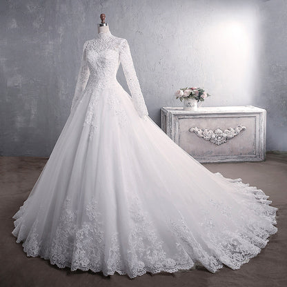 Bridal Wedding Dress Standing Collar Big Tail Wedding Dress