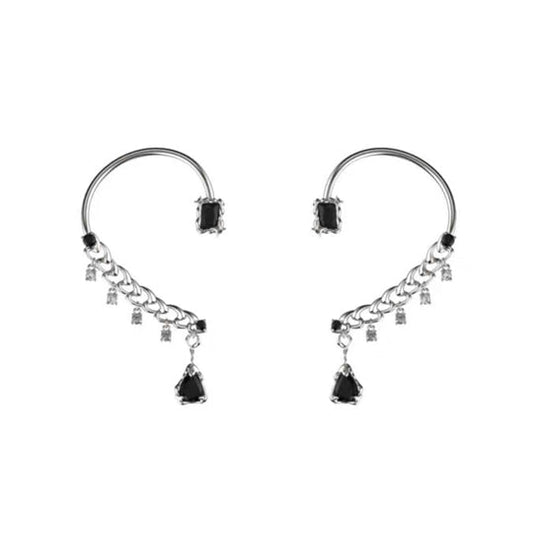 Black Zircon Ear Clip Earrings