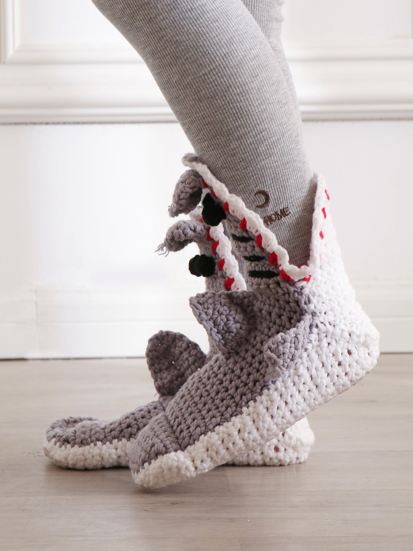 Handmade Socks Christmas Funny Knit Crocodile Socks