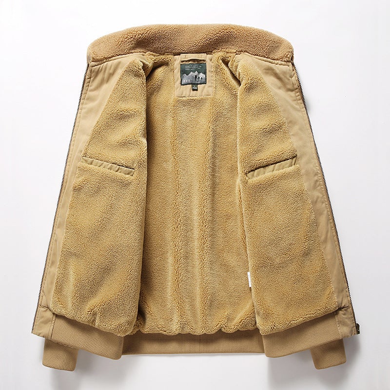 Men's Warm Jacket Velvet Thick Casual Warm Lamb Jacket