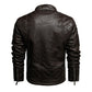Men Stand Collar PU Leather Jacket Plus Velvet Jacket