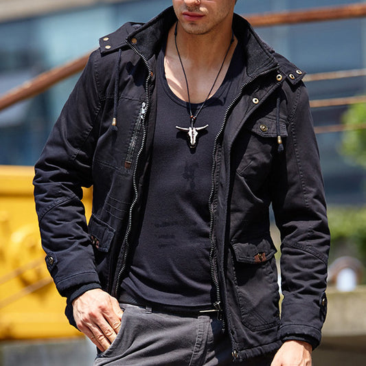 Men's Hooded Fleece Bomber Jacket