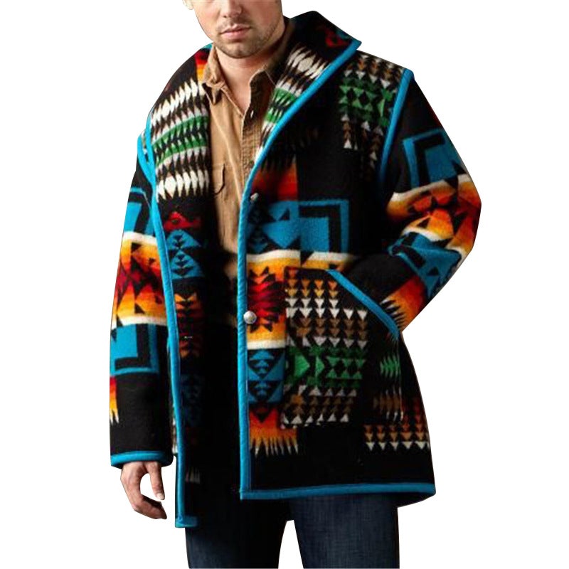 Men's Printed Fashion Short Coat Woolen Coat