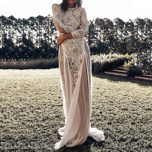 Women's Hollow-out Backless Wedding Dress Lace Wedding Dress