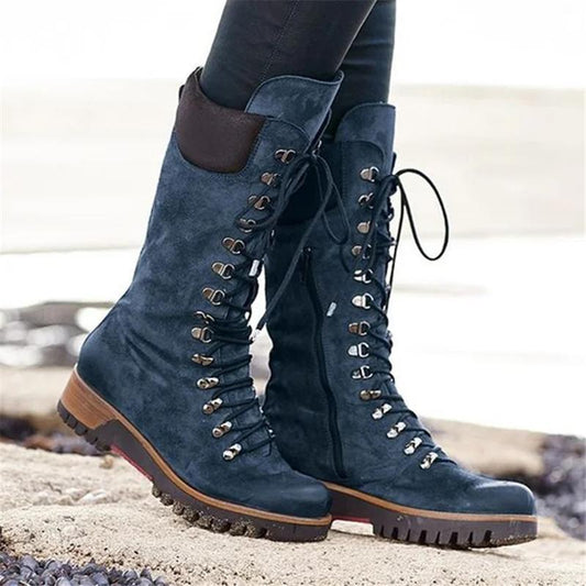 Women's Lace-up Artificial Leather Mid-Calf Boots