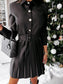 Women's Lace-up Long-sleeve Shirt Pleated Dress