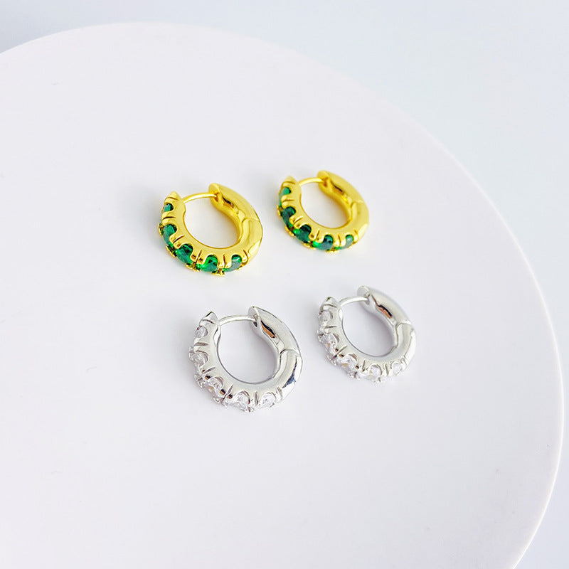 Green Glaze Inlaid Earrings