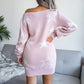 Star Embroidered One-neck Off-the-shoulder Sweater Dress