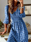 Women's Short Sleeve Printed Casual Maxi Dress