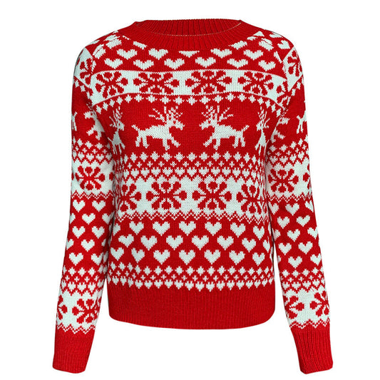 Women's Christmas Elk Long Sleeve Knitted Sweater