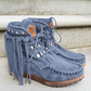 Women Rivet Fringed Boots Ankle Boots