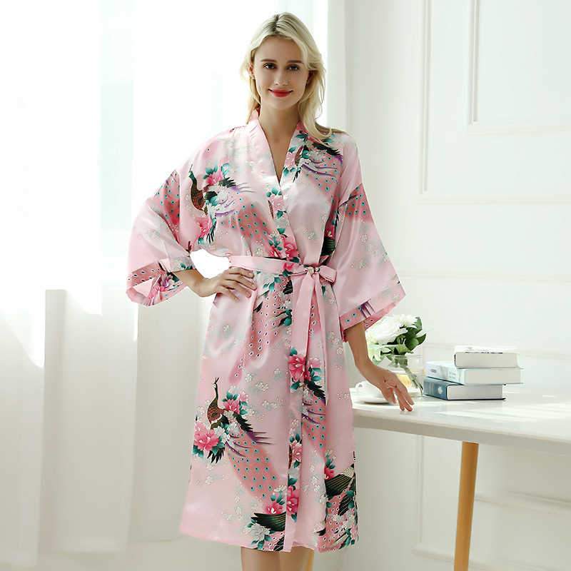 Thinner Ripon Robe Women's Peacock Printing Long Ultra-thin Night-Robe – byshoppy
