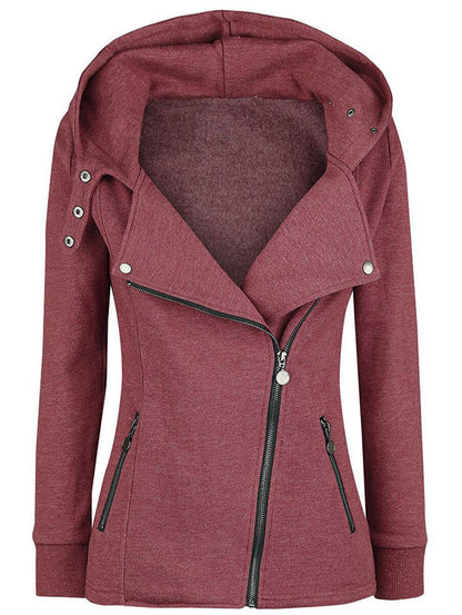 Women's Coats Asymmetric Zip-Up Hoodie