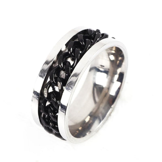 Men's Stainless Steel Ring Chain Rotating Jewelry