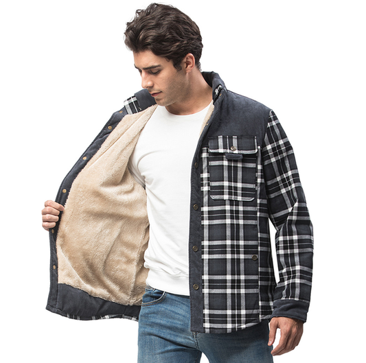 Men's Winter Plaid Sherpa Lined Jacket