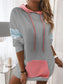 Women's Color Block Hooded Pocket Sweatshirt