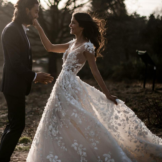 Women's Wedding Dress Lace V-neck Dress