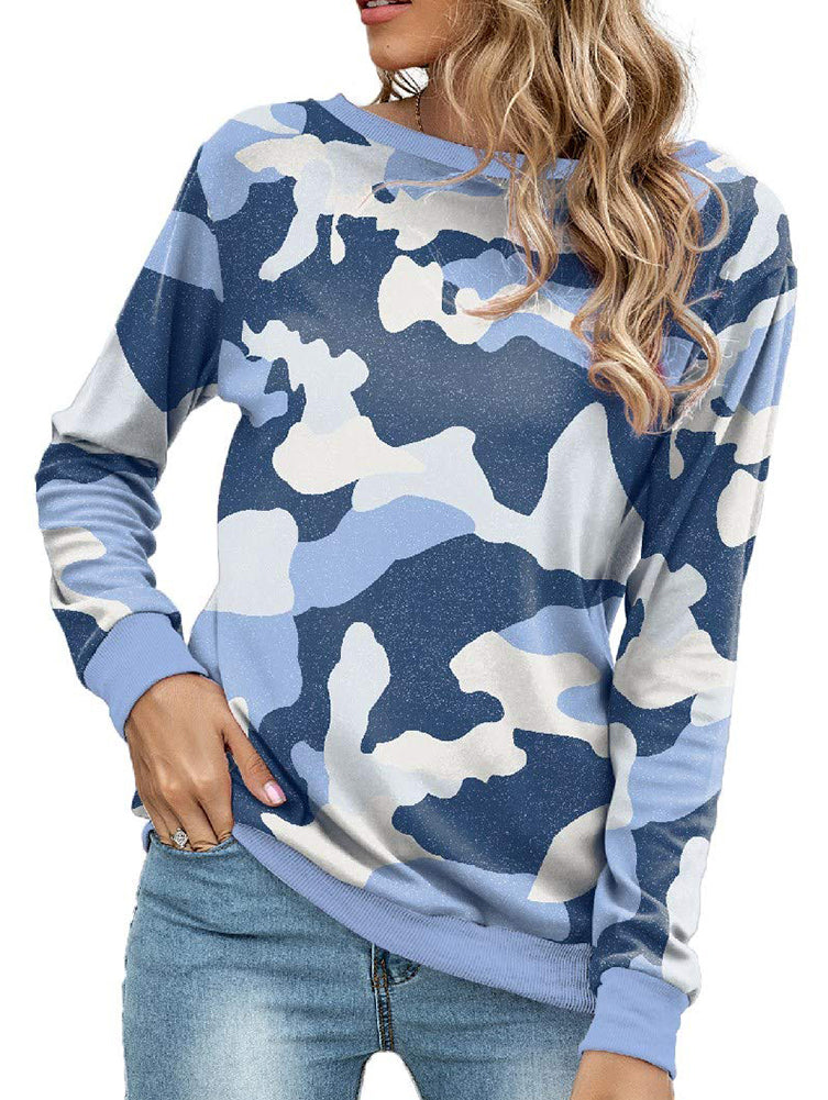 Bluelans Long Sleeve Camouflage Crew Neck Sweatshirt