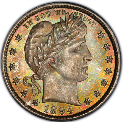 1894-S Barber Dime Quarter 25C Dollar