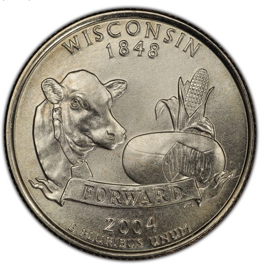 2004-D 25C Wisconsin Quarter Extra Leaf High
