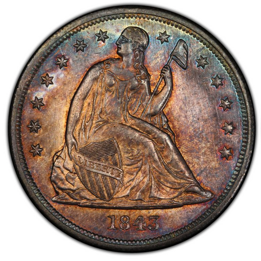 1843 Seated Liberty Silver $1 Dollar