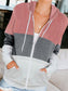 Color Block Hoodie Zipper Lace Hooded Womens Sweatshirt