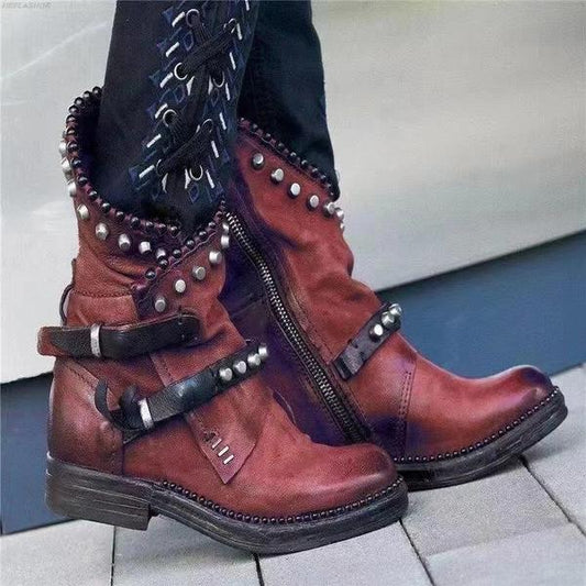Woman Western Retro Studded Boots