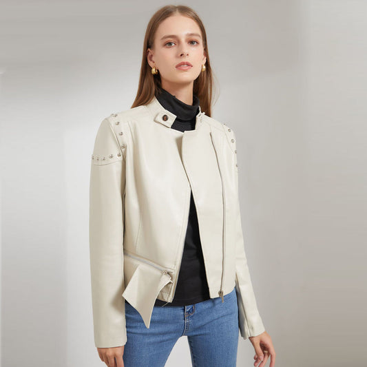 Women's Slim Studded Leather Jacket