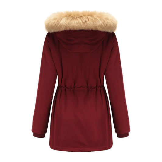 Women's Thick Lamb wool Detachable Fur Collar Coat Jacket