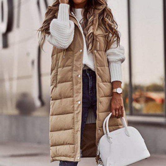 Women's Long Jacket Hooded Down Warm Vest