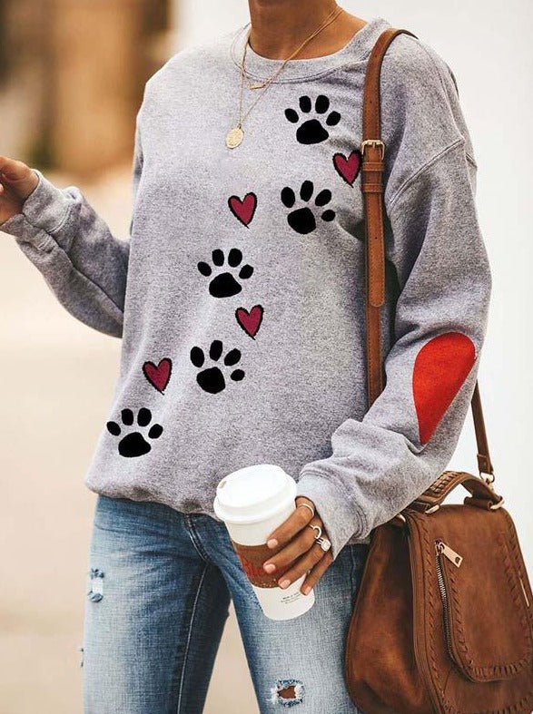 Women's Dog Paw Heart Hoodie Sweatshirt